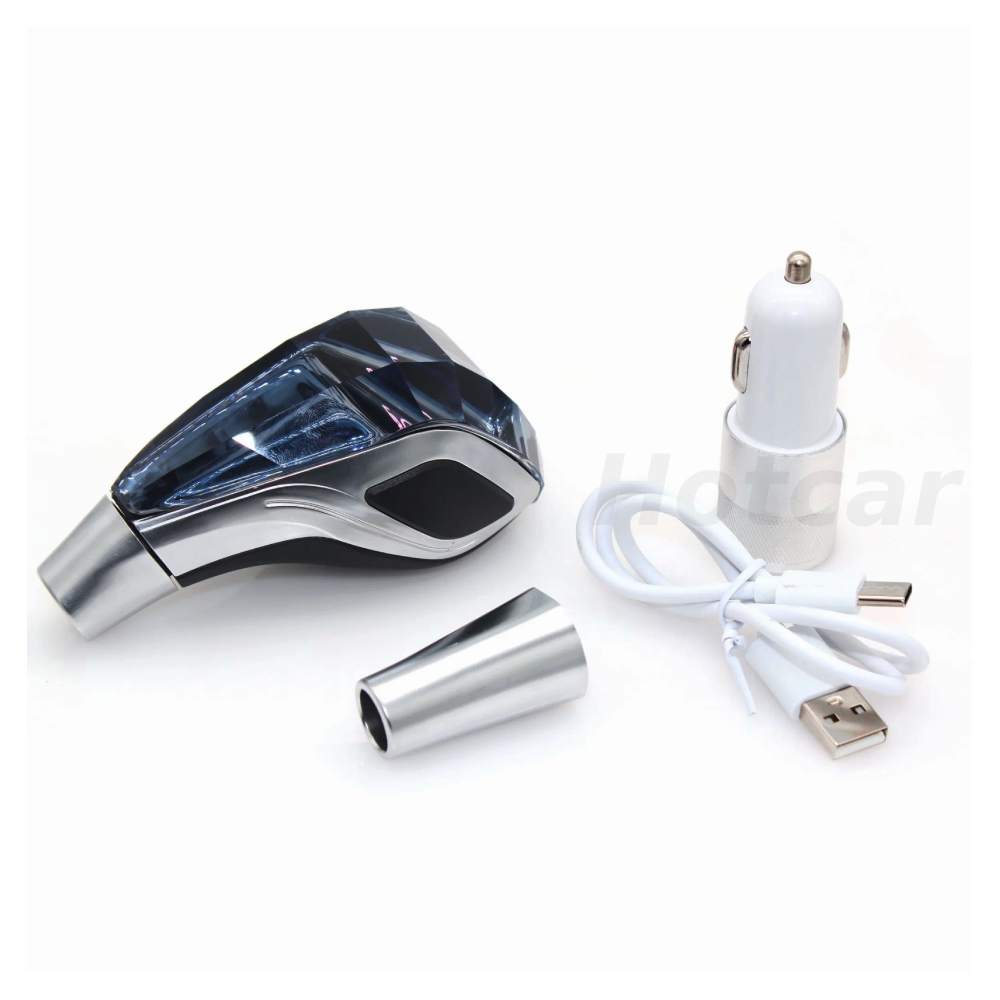 LED Crystal Sensor Touch 7 Colors Gear Knob Silver