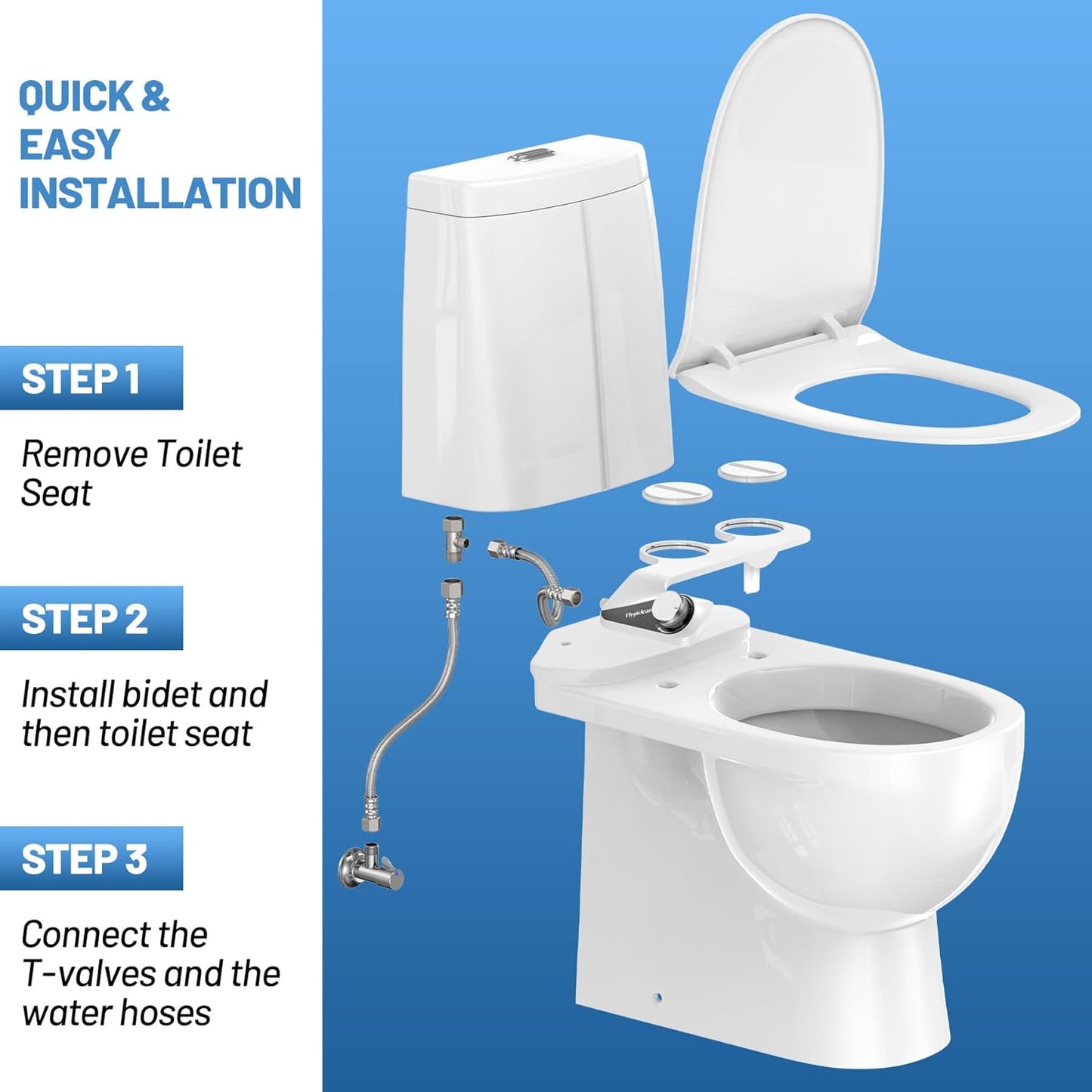 Non-Electric Bidet Attachment for Toilet Self Cleaning