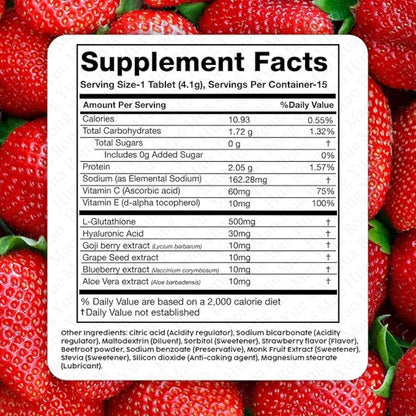 Glutathione Effervescent Tablets with Vitamin C, E & Hyaluronic Acid – Skin Brightening & Antioxidant Boost