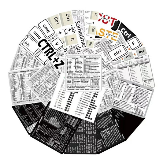 Premium Shortcuts Stickers for Excel, Word, Photoshop & Windows - Mac OS Compatible - Pack of 5