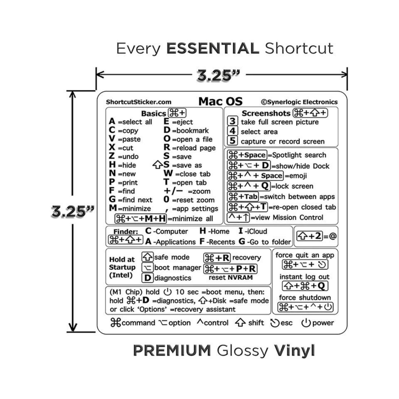 Premium Shortcuts Stickers for Excel, Word, Photoshop & Windows - Mac OS Compatible - Pack of 5