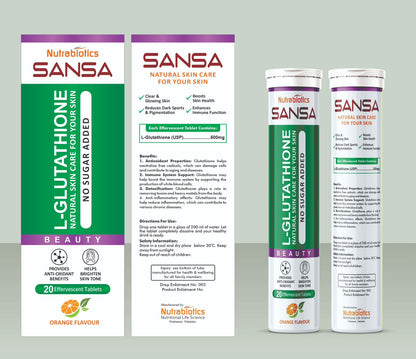 Glutathione Effervescent Tablets with Vitamin C, E & Hyaluronic Acid – Skin Brightening & Antioxidant Boost