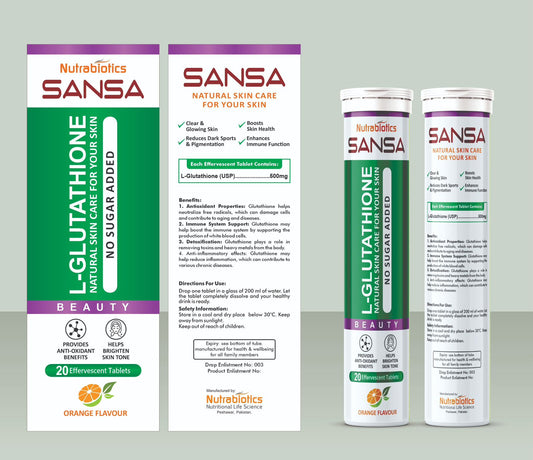 Glutathione Effervescent Tablets with Vitamin C, E & Hyaluronic Acid – Skin Brightening & Antioxidant Boost